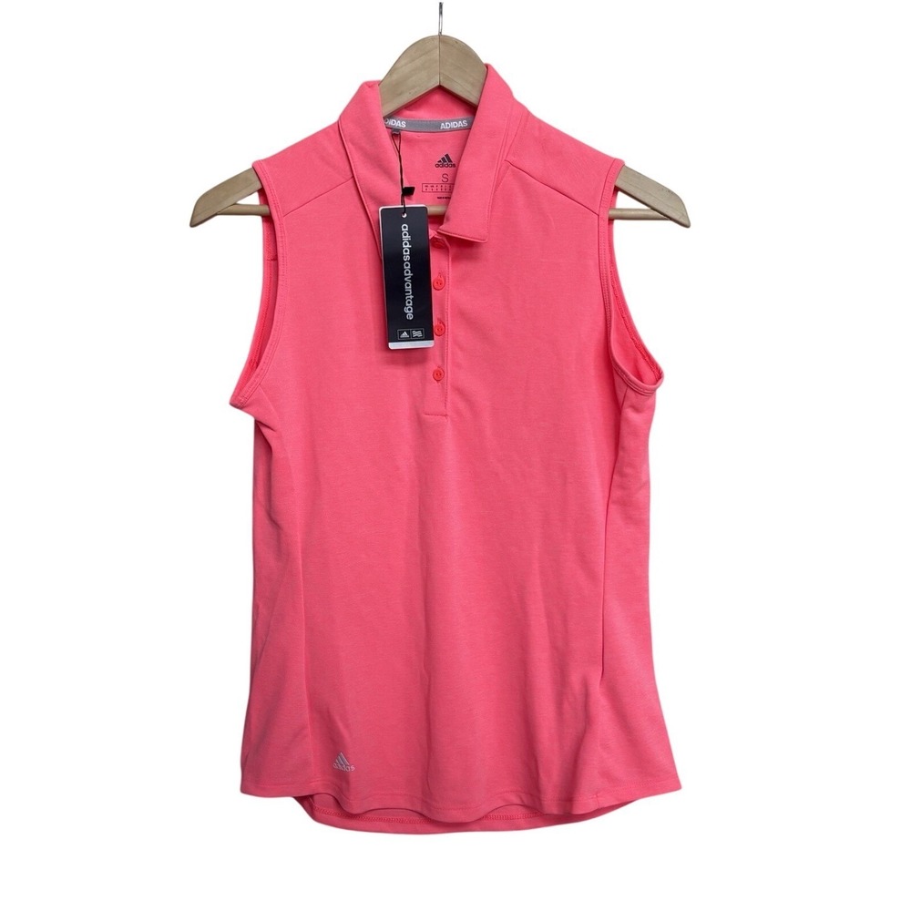 adidas Women's Sleeveless Polo Tank Top Pink Coral
